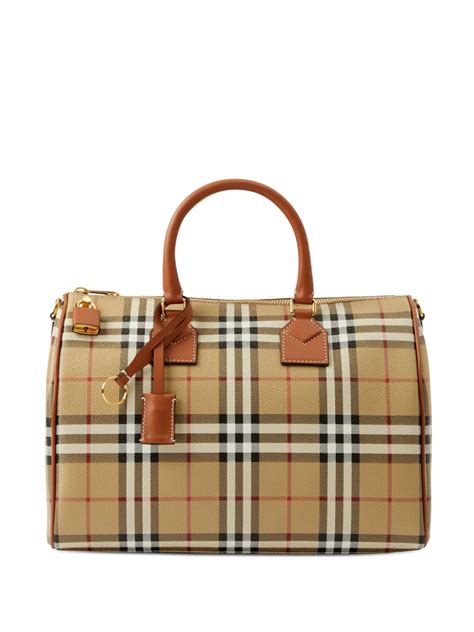 burberry walk in the rain bowler bag 2005|Medium Check Bowling Bag in Archive beige/briar brown.